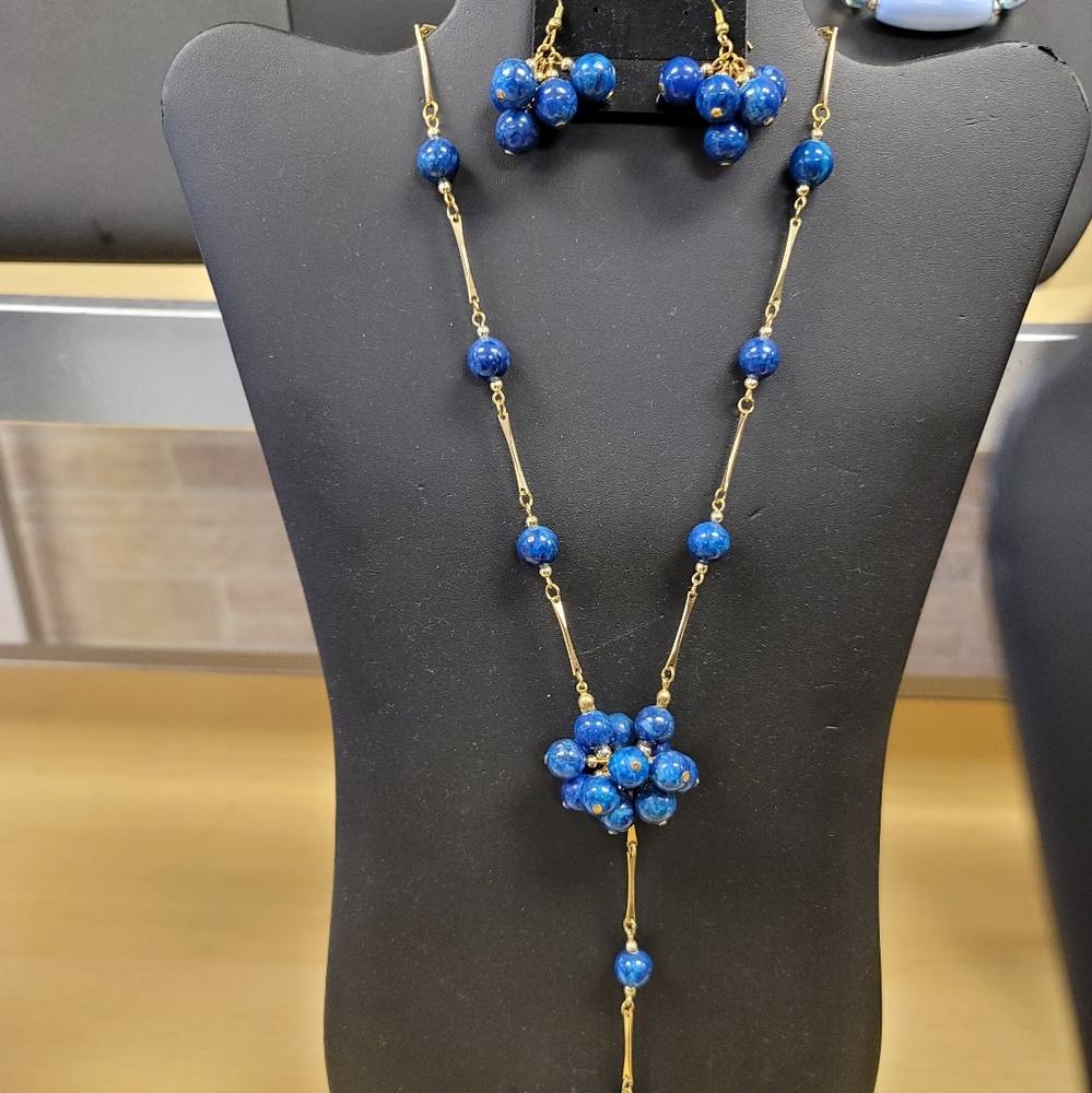 Handmade Blue Lapis Necklace Set